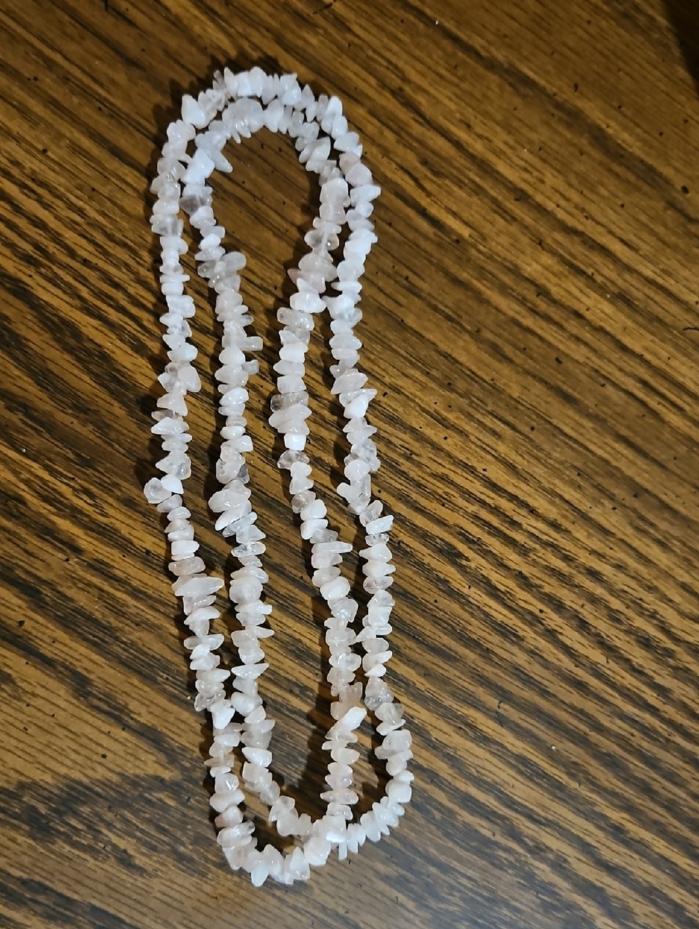 Vintage Rose Quartz Chip Bead Necklace | 34 Inch Strand |  3-7mm | Polished
